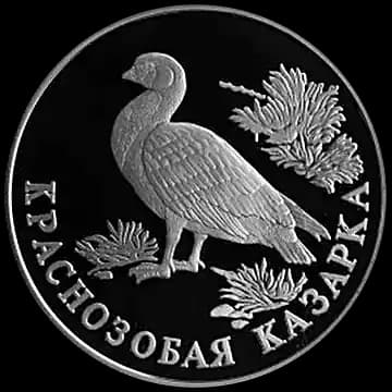 Монета «Краснозобая казарка», 1 рубль, 1994 — реверс