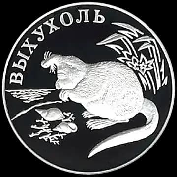 Монета «Выхухоль», 1 рубль, 2000 — реверс