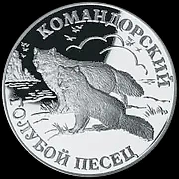 Монета «Командорский голубой песец», 1 рубль, 2003 — реверс
