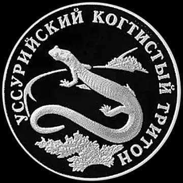 Монета «Уссурийский когтистый тритон», 1 рубль, 2006 — реверс