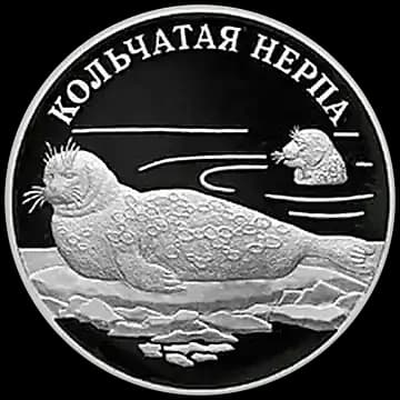 Монета «Кольчатая нерпа (ладожский подвид)», 1 рубль, 2007 — реверс
