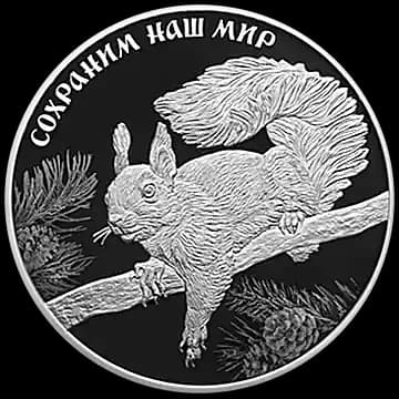 Монета «Белка обыкновенная», 3 рубля, 2023 — реверс