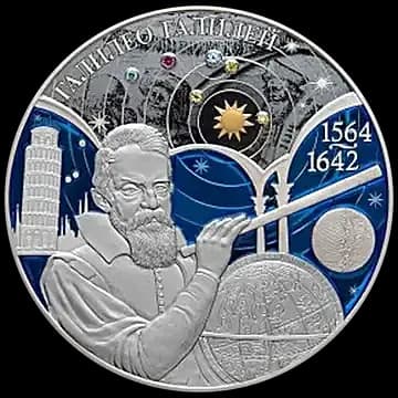 Монета «450-летие со дня рождения Галилео Галилея (в специальном исполнении)», 25 рублей, 2014 — реверс
