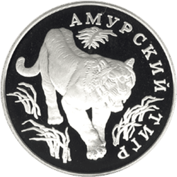 Серебряная памятная монета Банка России Амурский тигр