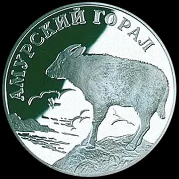 Монета «Амурский горал», 1 рубль, 2002 — реверс