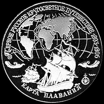 Монета «Карта плавания», 3 рубля, 1993 — реверс